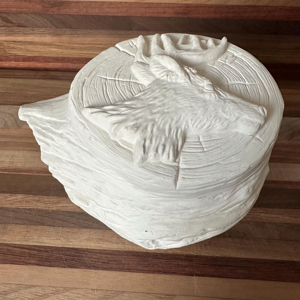 Bisque Ceramic Deer Head Trinket Box - Ready to Paint - 4.5” x 7” x 5.25” READ